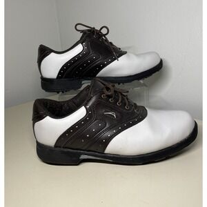 Size 10,5- Mens Acuity Pro Series Spiked Golf Shoes Brown/White Classic WHG00010